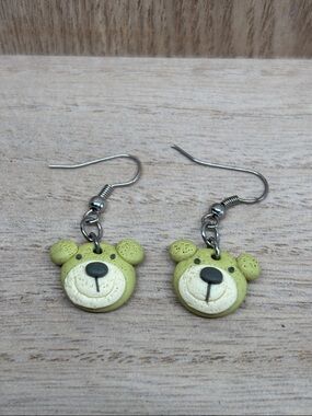 Cute Green Bear Dog Earrings for Pets Accessories